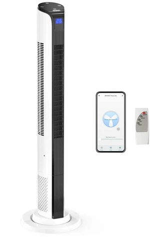 42in Tower Fan with Remote & APP Control, Smart Bladeless Floor Fan with 3 Modes 3 Speeds, Digital Display and Oscillating, 12H Timer, Standing Fan for Home, Office, Bedroom 42in Tower Fan with Remote & APP Control, Smart Bladeless Floor Fan with 3 Modes 3 Speeds, Digital Display and Oscillating, 12H Timer, Standing Fan for Home, Office, Bedroom
