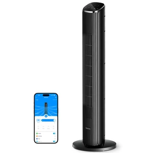 36 in. Black Tower Fan for Bedroom, 5 Modes 8 Speeds up to 25ft/s | Smart Floor Fan with App/Voice Control, Temp Sensor, 29dB Bladeless Oscillating Fan for Office, 24H Timer, Auto Cooling 36 in. Black Tower Fan for Bedroom, 5 Modes 8 Speeds up to 25ft/s | Smart Floor Fan with App/Voice Control, Temp Sensor, 29dB Bladeless Oscillating Fan for Office, 24H Timer, Auto Cooling