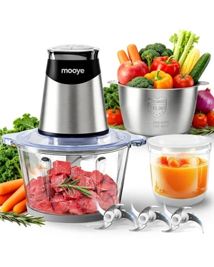 Food Processor Electric Food Chopper with Meat Grinder & Vegetable Chopper - 3 Bowls(8Cup+8Cup+3Cup) with Powerful Copper Motor - Includes 3 Sets of Bi-Level Blades for Fruits/Meat/Nuts Food Processor Electric Food Chopper with Meat Grinder & Vegetable Chopper - 3 Bowls(8Cup+8Cup+3Cup) with Powerful Copper Motor - Includes 3 Sets of Bi-Level Blades for Fruits/Meat/Nuts