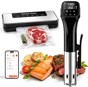 WIFI Sous Vide Combo for Beginner & Professional | 1100W Circulator, APP Preset Recipes & Timer, One-Touch Presets, IPX7 Waterproof, Vacuum Sealer & Storage Bags WIFI Sous Vide Combo for Beginner & Professional | 1100W Circulator, APP Preset Recipes & Timer, One-Touch Presets, IPX7 Waterproof, Vacuum Sealer & Storage Bags