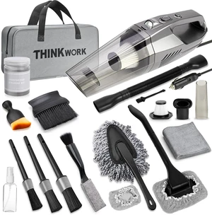 Car Cleaning Kit, Car Vacuum Kit, Gray Car Interior Detailing Kit with 8000PA High Power Vacuum, Including 7Pcs Detailing Brush Set and Bag Car Cleaning Kit, Car Vacuum Kit, Gray Car Interior Detailing Kit with 8000PA High Power Vacuum, Including 7Pcs Detailing Brush Set and Bag