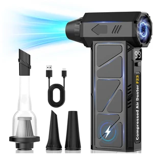 Compressed Air Duster, 150000RPM Electric Air Duster with 4-Speed Control | 2-in-1 Blower & Vacuum with LED Battery Display and Flashlight, Portable Cleaner for Computer/Keyboard/Car/Home, 4 Nozzles Compressed Air Duster, 150000RPM Electric Air Duster with 4-Speed Control | 2-in-1 Blower & Vacuum with LED Battery Display and Flashlight, Portable Cleaner for Computer/Keyboard/Car/Home, 4 Nozzles