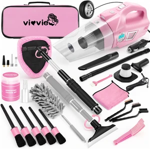 Pink Car Cleaning Kit, 25Pcs Detailing Kit Interior with 4-in-1 Power Handheld Vacuum Cleaner, Detailing Brush Set, 2-in-1 Windshield Cleaner Tool, Car Accessories for Cleaning, Gift for Women Pink Car Cleaning Kit, 25Pcs Detailing Kit Interior with 4-in-1 Power Handheld Vacuum Cleaner, Detailing Brush Set, 2-in-1 Windshield Cleaner Tool, Car Accessories for Cleaning, Gift for Women
