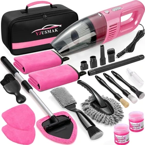 21PCS Car Detailing Kit Interior Cleaner - with Handheld Car Vacuum, Windshield Cleaning Tool, Detailing Brushes, Car Cleaning Supplies Kit for Women Men (Pink) 21PCS Car Detailing Kit Interior Cleaner - with Handheld Car Vacuum, Windshield Cleaning Tool, Detailing Brushes, Car Cleaning Supplies Kit for Women Men (Pink)