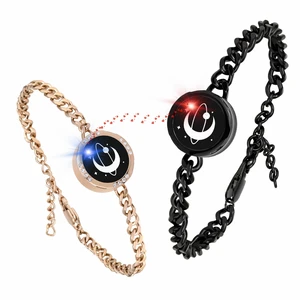 Long Distance Touch Bracelets, Light up Remote Smart Matching Couples Bracelet for Couple Long Distance Relationship Girlfriend Boyfriend Xmas Valentine's Day Festival Gifts Black Gold Jewelry Set Long Distance Touch Bracelets, Light up Remote Smart Matching Couples Bracelet for Couple Long Distance Relationship Girlfriend Boyfriend Xmas Valentine's Day Festival Gifts Black Gold Jewelry Set