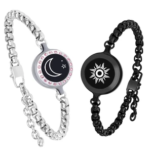 Long Long Distance Touch Bracelets,Vibration & Light up Couples Bracelets, Remote Smart Matching Couples Black silver Bracelet for Couples Long Distance Relationship Girlfriend Boyfriend Xmas Gifts Long Long Distance Touch Bracelets,Vibration & Light up Couples Bracelets, Remote Smart Matching Couples Black silver Bracelet for Couples Long Distance Relationship Girlfriend Boyfriend Xmas Gifts