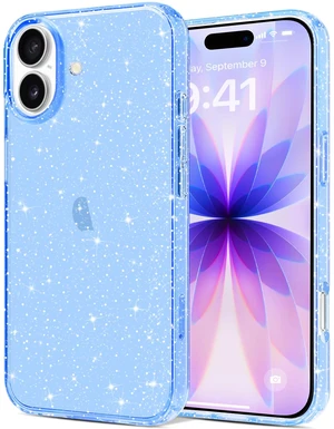 Compatible with iPhone 17 Case Clear Glitter, Sparkle Soft TPU Transparent Shockproof Women Girls Slim Bling Sparkly Bumper Cover Phone Cases for iPhone 17, Blue Compatible with iPhone 17 Case Clear Glitter, Sparkle Soft TPU Transparent Shockproof Women Girls Slim Bling Sparkly Bumper Cover Phone Cases for iPhone 17, Blue