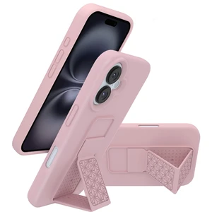 Silicone Kickstand Case Compatible with iPhone 16, Vertical and Horizontal Stand Hand Strap Metal Kickstand Cover, Flexible Soft Liquid Silicone Stand Case for iPhone 16 (Pink) Silicone Kickstand Case Compatible with iPhone 16, Vertical and Horizontal Stand Hand Strap Metal Kickstand Cover, Flexible Soft Liquid Silicone Stand Case for iPhone 16 (Pink)