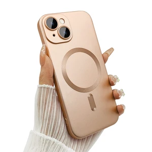 Magnetic Case for iPhone 14 Plus Case for Women, Shockproof Matte Luxury Soft Metallic Luster Design with Camera Lens Protector, Compatible with Magsafe for iPhone 14 Plus 6.7"-Champagne gold Magnetic Case for iPhone 14 Plus Case for Women, Shockproof Matte Luxury Soft Metallic Luster Design with Camera Lens Protector, Compatible with Magsafe for iPhone 14 Plus 6.7"-Champagne gold