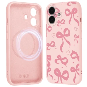 Cute Coquette Bow Heart Phone Case for iPhone 17 Magnetic Case 6.3", Compatible with Magsafe, Aesthetic Bowknot Pattern Cover Soft Liquid Silicone Protection Funda for Women Girls, Pink Cute Coquette Bow Heart Phone Case for iPhone 17 Magnetic Case 6.3", Compatible with Magsafe, Aesthetic Bowknot Pattern Cover Soft Liquid Silicone Protection Funda for Women Girls, Pink