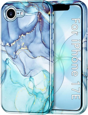 Compatible with iPhone 17e Case 6.1 Inch 2026,Marble Pattern 3 in 1 Heavy Duty Shockproof Full Body Rugged Hard PC+Soft Silicone Drop Protective Women Girl Phone Cases, Blue Cyan Compatible with iPhone 17e Case 6.1 Inch 2026,Marble Pattern 3 in 1 Heavy Duty Shockproof Full Body Rugged Hard PC+Soft Silicone Drop Protective Women Girl Phone Cases, Blue Cyan