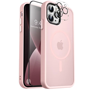 Magnetic Shockproof for iPhone 13 Pro Max Case,Pink | 10ft Drop | Compatible with MagSafe | w/ Screen & Lens Protectors | Anti-Slip Matte | Raised Camera & Screen Lip | Ultra-Slim Magnetic Shockproof for iPhone 13 Pro Max Case,Pink | 10ft Drop | Compatible with MagSafe | w/ Screen & Lens Protectors | Anti-Slip Matte | Raised Camera & Screen Lip | Ultra-Slim