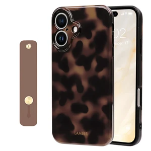 Compatible with iPhone 16 Case Cute Leopard Tortoise Wrist - Brown | Strap design, Aesthetic amber, For girls women men, Girly, Soft TPU, Full camera lens, Protective, Shockproof phone cover Compatible with iPhone 16 Case Cute Leopard Tortoise Wrist - Brown | Strap design, Aesthetic amber, For girls women men, Girly, Soft TPU, Full camera lens, Protective, Shockproof phone cover