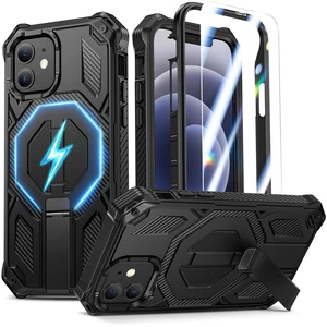 Magnetic for iPhone 12 Case/iPhone 12 Pro Case with Screen Protector, Black | Invisible Kickstand & Compatible with MagSafe, 3-in-1 Full Body Military Grade Heavy Duty Protective Phone Cover for Men Magnetic for iPhone 12 Case/iPhone 12 Pro Case with Screen Protector, Black | Invisible Kickstand & Compatible with MagSafe, 3-in-1 Full Body Military Grade Heavy Duty Protective Phone Cover for Men