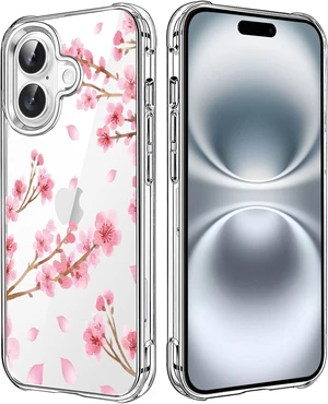 Cherry Blossom Clear Case Compatible with iPhone 16, Sakura Girls and Women Floral Back Case Cover, Pink Flower Transparent Flexible TPU Bumper Shockproof Protective Case Cherry Blossom Clear Case Compatible with iPhone 16, Sakura Girls and Women Floral Back Case Cover, Pink Flower Transparent Flexible TPU Bumper Shockproof Protective Case