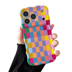 Compatible with iPhone 17 Pro Max Case, Cute Wave Curly Colorful Checkerboard Plaid Pattern Cover for Women, Soft TPU Shockproof Protection Case Compatible for iPhone 17 Pro Max (Colorful 2) Compatible with iPhone 17 Pro Max Case, Cute Wave Curly Colorful Checkerboard Plaid Pattern Cover for Women, Soft TPU Shockproof Protection Case Compatible for iPhone 17 Pro Max (Colorful 2)