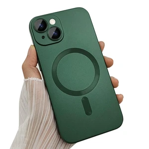 Magnetic case for iPhone 13 Mini Phone Case for Women, Matte Luxury Soft Metallic Luster Design with Camera Lens Protector, Compatible with Magsafe Case for iPhone 13 Mini 5.4" - Green Magnetic case for iPhone 13 Mini Phone Case for Women, Matte Luxury Soft Metallic Luster Design with Camera Lens Protector, Compatible with Magsafe Case for iPhone 13 Mini 5.4" - Green
