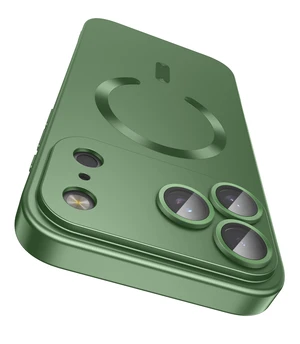 Magnetic for iPhone 17 Pro Max Case, Compatible with MagSafe, Built-in Camera Lens Protector, Slim Thin Soft Silicone Bumper Shockproof Metallic Luster Phone Case, Green Magnetic for iPhone 17 Pro Max Case, Compatible with MagSafe, Built-in Camera Lens Protector, Slim Thin Soft Silicone Bumper Shockproof Metallic Luster Phone Case, Green