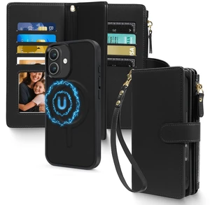 Magnetic Case for iPhone 17 Wallet Compatible with Magsafe RFID Blocking Card Holder Detachable Phone Cover Kickstand Snap Strap Zipper Pocket PU Leather 6.3 inch (Black) Magnetic Case for iPhone 17 Wallet Compatible with Magsafe RFID Blocking Card Holder Detachable Phone Cover Kickstand Snap Strap Zipper Pocket PU Leather 6.3 inch (Black)