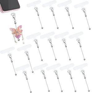15 Pack Beadable Phone Charms with Blank Bar Smartphone Tether Tap Universal Lanyard Patch Accessories for Cell Mobile Phone 15 Pack Beadable Phone Charms with Blank Bar Smartphone Tether Tap Universal Lanyard Patch Accessories for Cell Mobile Phone