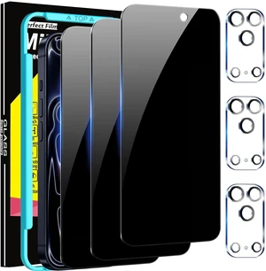 Privacy Screen Protector for iPhone 17 Pro, Tempered Glass | 3+3 Pack, 9H+ Hardness, Camera Lens Protector, Military Grade Shatterproof, Easy Installation, No Bubbles, Case Friendly Privacy Screen Protector for iPhone 17 Pro, Tempered Glass | 3+3 Pack, 9H+ Hardness, Camera Lens Protector, Military Grade Shatterproof, Easy Installation, No Bubbles, Case Friendly