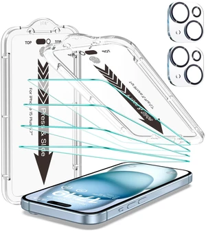 -4+2 Pack for iPhone 15 Plus Screen Protector (6.7") HD Clear | 2-Pack Lens Protectors, Alignment Kit, Easy Installation, Case-Friendly, 9H+ Tempered Glass, Scratch Resistant, Ultra Clear -4+2 Pack for iPhone 15 Plus Screen Protector (6.7") HD Clear | 2-Pack Lens Protectors, Alignment Kit, Easy Installation, Case-Friendly, 9H+ Tempered Glass, Scratch Resistant, Ultra Clear