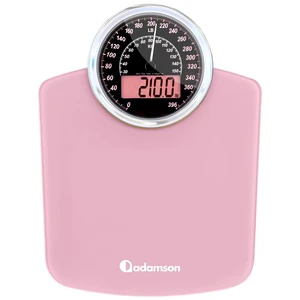 Hybrid Pink Bathroom Scale - Analog & Digital Display, Accurate to 400 lbs | See your body weight on an analog dial and digital LCD at once. Wide glass platform, accurate to 0.2 lbs Hybrid Pink Bathroom Scale - Analog & Digital Display, Accurate to 400 lbs | See your body weight on an analog dial and digital LCD at once. Wide glass platform, accurate to 0.2 lbs