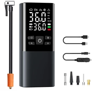 Portable Tire Inflator Air Compressor with LCD Display, LED Light, and Auto-Shut Off Function 150 PSI Portable Air Pump for Cars, Motorcycles, Bicycles, Balls, and More Portable Tire Inflator Air Compressor with LCD Display, LED Light, and Auto-Shut Off Function 150 PSI Portable Air Pump for Cars, Motorcycles, Bicycles, Balls, and More