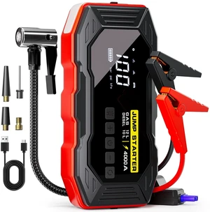 Jump Starter with Air Compressor 4000A Portable Car Battery Jump Starter (All Gas/10L Diesel), 160PSI Auto-Shutoff Tire Inflator Air Compressor, SuperSafe 12V Jump Box Car Battery Jumper Booster Jump Starter with Air Compressor 4000A Portable Car Battery Jump Starter (All Gas/10L Diesel), 160PSI Auto-Shutoff Tire Inflator Air Compressor, SuperSafe 12V Jump Box Car Battery Jumper Booster