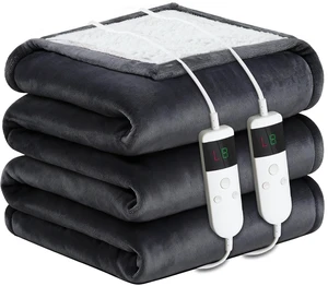 Electric Heated Blanket Queen Size 84''x90'' Soft Flannel & Sherpa Electric Blanket with 10 Heating Levels, Automatically Shut Down After 8h with Overheat Protection Machine Washable Electric Heated Blanket Queen Size 84''x90'' Soft Flannel & Sherpa Electric Blanket with 10 Heating Levels, Automatically Shut Down After 8h with Overheat Protection Machine Washable