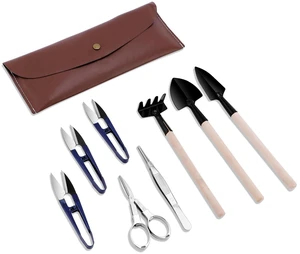 Bonsai Set 8 Pcs, Bonsai Tools Kit, Garden Tools Set | Include Pruner, Fold Scissors, Mini Rake, Bud & Leaf Trimmer Set Bonsai Set 8 Pcs, Bonsai Tools Kit, Garden Tools Set | Include Pruner, Fold Scissors, Mini Rake, Bud & Leaf Trimmer Set