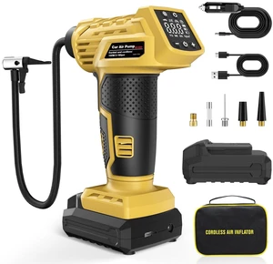 Tire Inflator Portable Air Compressor, 160PSI Large Full-Screen display Portable Air Pump with Digital Pressure Gauge, Rechargeable Battery Powered Portable Air Compressor with 12V DC Adapter Tire Inflator Portable Air Compressor, 160PSI Large Full-Screen display Portable Air Pump with Digital Pressure Gauge, Rechargeable Battery Powered Portable Air Compressor with 12V DC Adapter