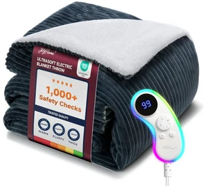 Ultrasoft Heated Blanket Throw: 3.5 LB Cozy 230 GSM Fluffy Plush | 125.6 Fast Even Heat - Dual Overheat Protection - 9 Heats and 9H Settings - 7 Modes Night Light for Couch Bedroom Ultrasoft Heated Blanket Throw: 3.5 LB Cozy 230 GSM Fluffy Plush | 125.6 Fast Even Heat - Dual Overheat Protection - 9 Heats and 9H Settings - 7 Modes Night Light for Couch Bedroom