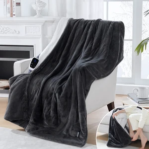 Electric Blanket Heated Throw with Foot Pocket, 50"x62", Dark Grey | Flannel to Sherpa, 6 Heating Levels, 2-10 Hours Auto Shut Off, Fast Heating, Machine Washable for Couch Work Home Office Electric Blanket Heated Throw with Foot Pocket, 50"x62", Dark Grey | Flannel to Sherpa, 6 Heating Levels, 2-10 Hours Auto Shut Off, Fast Heating, Machine Washable for Couch Work Home Office