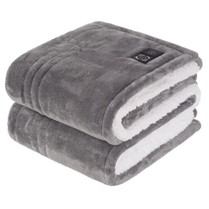 Heated Throw Electric, Built-in Button Controller, 50"x60" | Reversible Flannel to Sherpa, 2-10 Hours Auto-Off, 4 Heating Levels, Over-Heat Protection During Winter Night, Light Grey Heated Throw Electric, Built-in Button Controller, 50"x60" | Reversible Flannel to Sherpa, 2-10 Hours Auto-Off, 4 Heating Levels, Over-Heat Protection During Winter Night, Light Grey