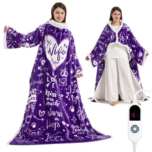 Wearable Heated Blanket for Women, Unique Christmas Birthday Gift for Wife, Electric Throw Blanket with Sleeves, Foot Pocket, Heated Robe for Mom, 3 Heat-Level & Timer, ETL Safe, Best Wife Ever Purple Wearable Heated Blanket for Women, Unique Christmas Birthday Gift for Wife, Electric Throw Blanket with Sleeves, Foot Pocket, Heated Robe for Mom, 3 Heat-Level & Timer, ETL Safe, Best Wife Ever Purple
