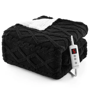 Heated Throw Blanket, Thick Tufted Sherpa Electric Blanket Throw | 10 Heating Levels and 10 Time Settings, ETL Certified Machine Washable Fast Heating Blanket Throw 50"×60", black Heated Throw Blanket, Thick Tufted Sherpa Electric Blanket Throw | 10 Heating Levels and 10 Time Settings, ETL Certified Machine Washable Fast Heating Blanket Throw 50"×60", black