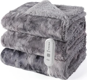 Heated Blanket Full Size,Faux Fur Electric Blanket, Grey | Tie Dye ,72x84Inch Single Controller, 5 Heating Levels, 10 Hours Auto-Off, Machine Washable Heated Blanket Full Size,Faux Fur Electric Blanket, Grey | Tie Dye ,72x84Inch Single Controller, 5 Heating Levels, 10 Hours Auto-Off, Machine Washable