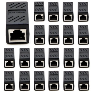 RJ45 Cat5 Couplers (20 Pack) | in Line Coupler Cat5 Cat5e Cat6 Cat7 Ethernet Cable 8P8C Extender Adapter Female to Female, Black RJ45 Cat5 Couplers (20 Pack) | in Line Coupler Cat5 Cat5e Cat6 Cat7 Ethernet Cable 8P8C Extender Adapter Female to Female, Black