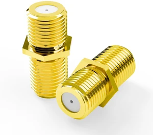 RG6 Coax Cable Connector F-Type Female to Female Gold Plated 2 Pack | Low Insertion Loss, Corrosion-Resistant, 75-Ohm Signal Path, TV & Satellite Feeds RG6 Coax Cable Connector F-Type Female to Female Gold Plated 2 Pack | Low Insertion Loss, Corrosion-Resistant, 75-Ohm Signal Path, TV & Satellite Feeds