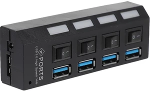 USB 3.0 4-Port Hub with Independent On/Off Switches High-Speed Computer Concentrator for Laptop and PC Black US Plug USB 3.0 Data Expansion USB 3.0 4-Port Hub with Independent On/Off Switches High-Speed Computer Concentrator for Laptop and PC Black US Plug USB 3.0 Data Expansion