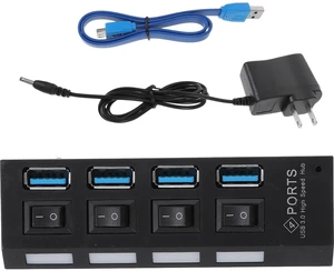 Port Independent Switch Hub High-Speed Data Expander with External Power Interface Overload Protection Plug and Play Compatible with Devices Black US Plug Port Independent Switch Hub High-Speed Data Expander with External Power Interface Overload Protection Plug and Play Compatible with Devices Black US Plug