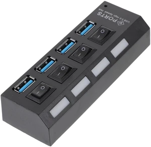 Independent Hub Port High Speed Data Transfer USB Concentrator with Chip External Power Support Overload Protection Black US Plug for Computers and Laptops Independent Hub Port High Speed Data Transfer USB Concentrator with Chip External Power Support Overload Protection Black US Plug for Computers and Laptops