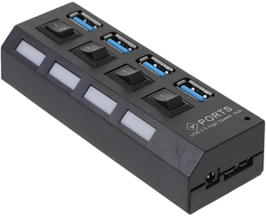 USB 3.0 Hub 4 Ports USB Concentrator with Independent Power Switches for Laptop and Desktop Black US Plug USB 3.0 Hub 4 Ports USB Concentrator with Independent Power Switches for Laptop and Desktop Black US Plug