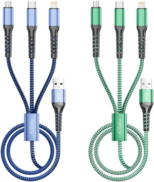Multi Charging Cable 3 in 1 USB Charger Cord for All Cell Phones 2Pack 4FT | Braided Universal Phone Charger Cable with Type-C, Micro USB, IP Port for iPhone 17/16/15/14/Most Android Phones & iPads Multi Charging Cable 3 in 1 USB Charger Cord for All Cell Phones 2Pack 4FT | Braided Universal Phone Charger Cable with Type-C, Micro USB, IP Port for iPhone 17/16/15/14/Most Android Phones & iPads
