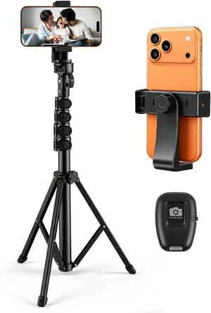 63" Phone Tripod, Extendable Phone Stand Tripod for iPhone with Remote | Adjustable phone holder for selfies, video recording; Travel tripod stand for iPhone Android Camera & Ring Light 63" Phone Tripod, Extendable Phone Stand Tripod for iPhone with Remote | Adjustable phone holder for selfies, video recording; Travel tripod stand for iPhone Android Camera & Ring Light