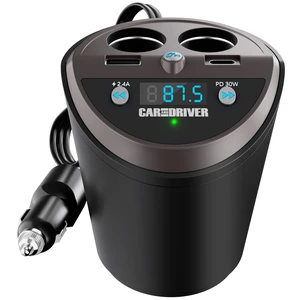 Bluetooth Car Adapter, FM Transmitter, USB-C Port, Cigarette Lighter Socket | Voice Support: Alexa, Siri & Google Assistant, Noise-Canceling Mic, Hands-Free Calls, 4 Ports Charge iPhone Bluetooth Car Adapter, FM Transmitter, USB-C Port, Cigarette Lighter Socket | Voice Support: Alexa, Siri & Google Assistant, Noise-Canceling Mic, Hands-Free Calls, 4 Ports Charge iPhone