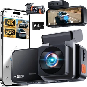 Dash Cam Front and Rear: 4K+2.5K Dash Camera for Cars Free 64GB Card | 5.8GHz WiFi, Touch Screen, Night Vision, 170°Wide Angle, App Control, Loop Recording, 24H Parking Mode, G-Sensor Dash Cam Front and Rear: 4K+2.5K Dash Camera for Cars Free 64GB Card | 5.8GHz WiFi, Touch Screen, Night Vision, 170°Wide Angle, App Control, Loop Recording, 24H Parking Mode, G-Sensor
