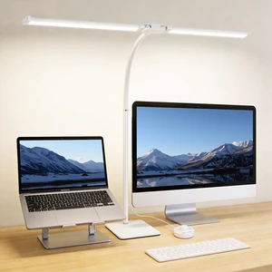 Desk Lamp for Home Office,Adjustable Double Head Desk Light with Base White | Desktop Control Lighting 5 Color Modes Stepless Dimming, Eye-Caring Table Lamp for Reading Study Work College Dorm Room Desk Lamp for Home Office,Adjustable Double Head Desk Light with Base White | Desktop Control Lighting 5 Color Modes Stepless Dimming, Eye-Caring Table Lamp for Reading Study Work College Dorm Room