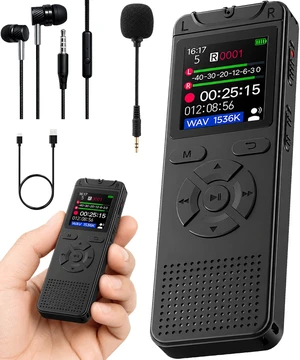 Digital Voice Recorder with Playback, 32GB Built-in Memory Storage | Small Size, Voice Activated Recording, 1536Kbps Audio, A-B Repeat, Device Portable Mini for Lectures, Meetings, Interview etc Digital Voice Recorder with Playback, 32GB Built-in Memory Storage | Small Size, Voice Activated Recording, 1536Kbps Audio, A-B Repeat, Device Portable Mini for Lectures, Meetings, Interview etc